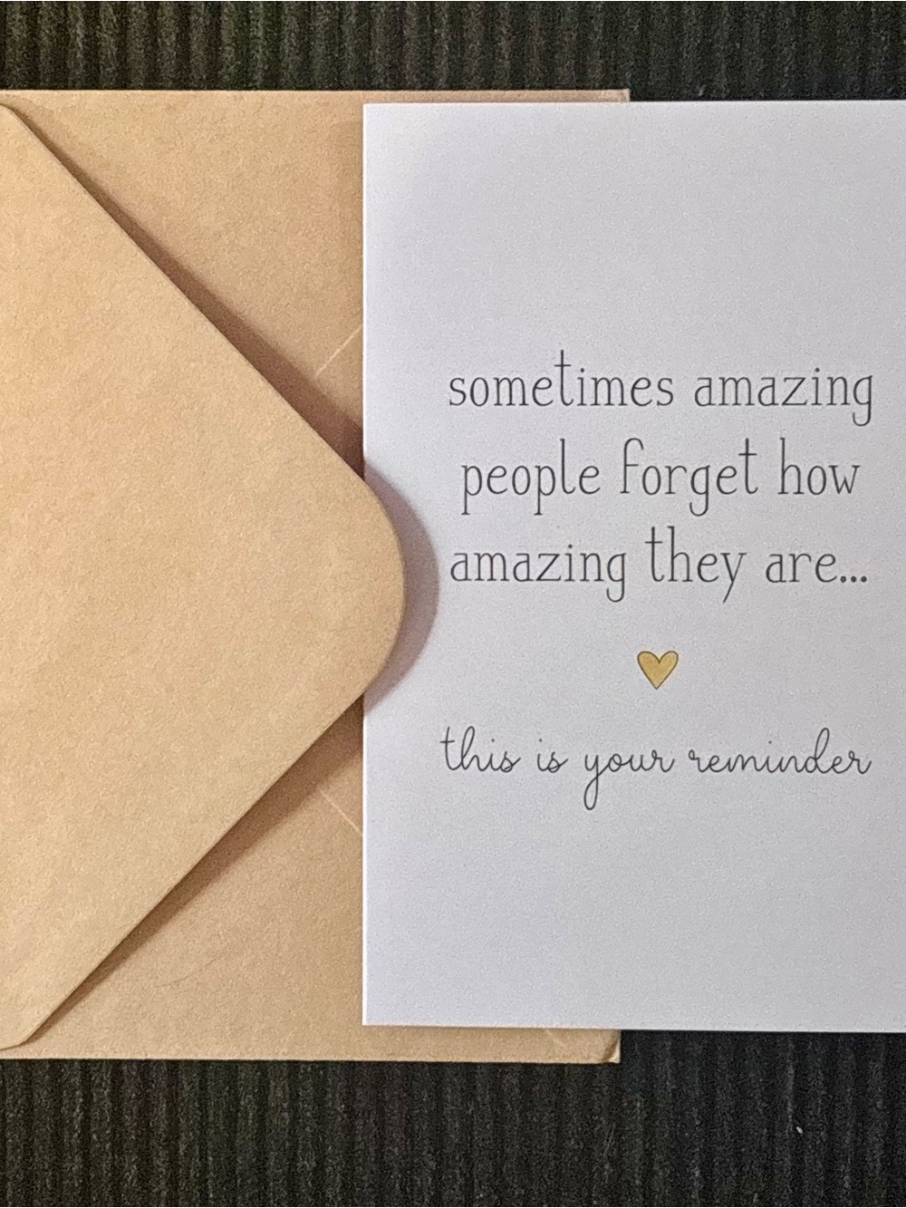 Gratitude Greeting Card with Gold Heart Reminder - Blank inside